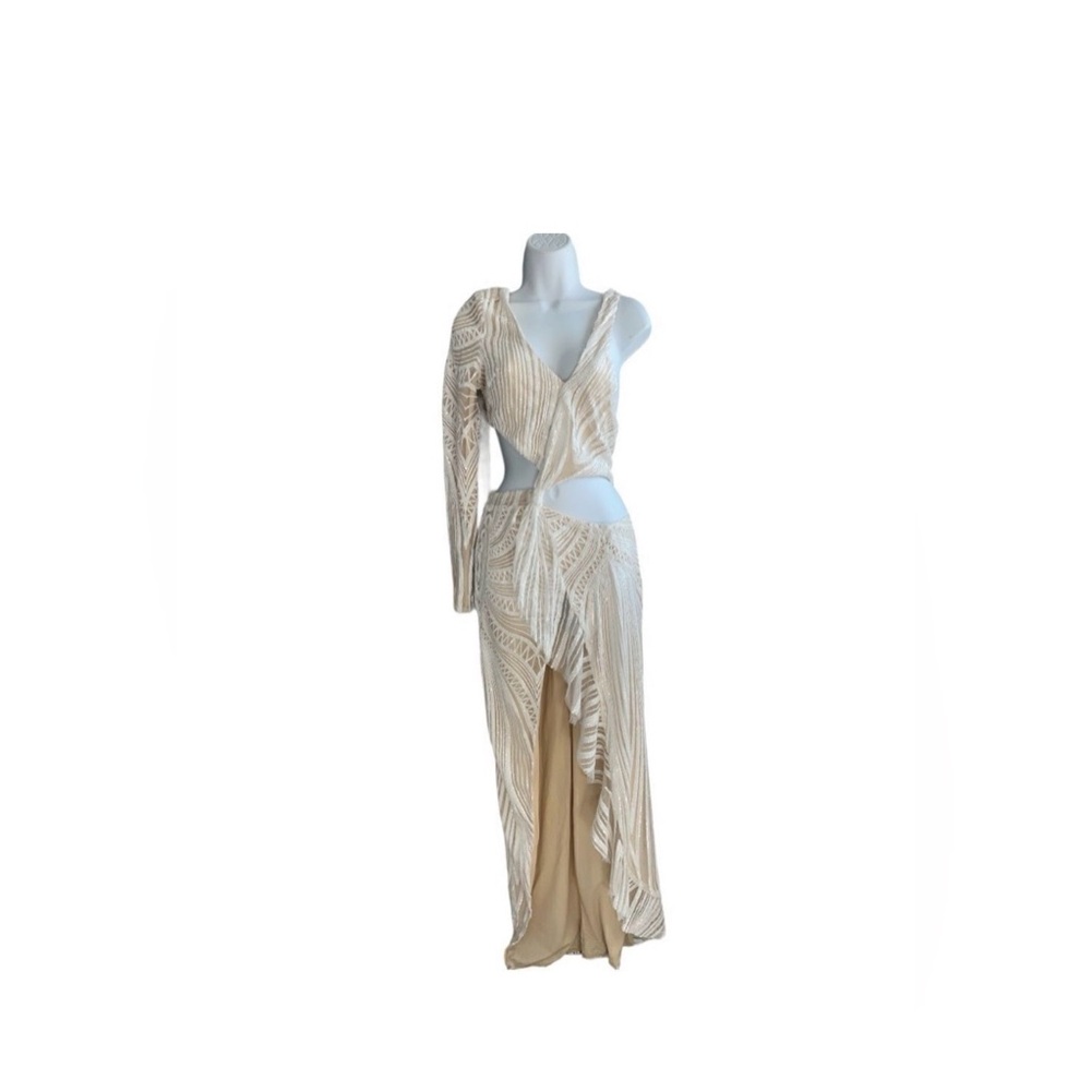 Fashion Nova Asymmetrical Cream Dress